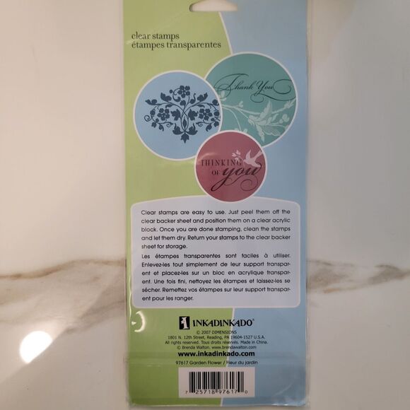 Inkadinkado GARDEN FLOWER-Butterflies, Birds #97617 Clear Cling Stamps Set of 12 - Picture 2 of 6